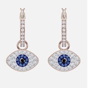 - Swarovski evil eye earrings authentic stamped rose gold